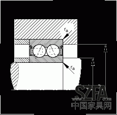 角接觸球軸承 30/8-B-2Z-TVH, 雙列，雙側(cè)間隙密封，接觸角 α = 25°